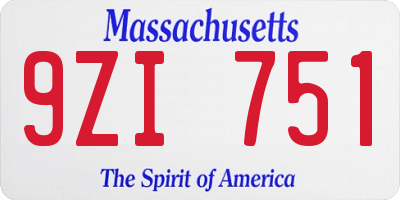 MA license plate 9ZI751