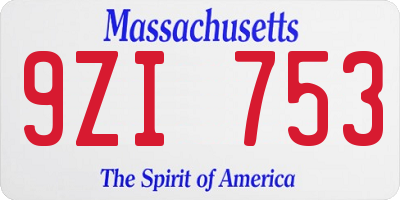 MA license plate 9ZI753