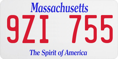 MA license plate 9ZI755