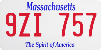 MA license plate 9ZI757