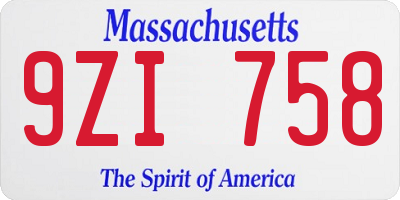 MA license plate 9ZI758