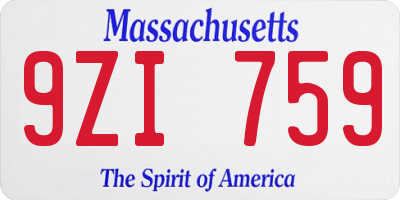 MA license plate 9ZI759