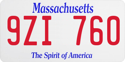 MA license plate 9ZI760