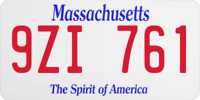 MA license plate 9ZI761