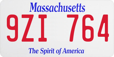 MA license plate 9ZI764