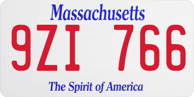 MA license plate 9ZI766