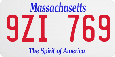 MA license plate 9ZI769