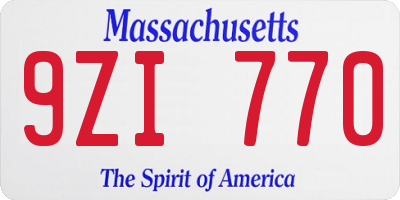 MA license plate 9ZI770