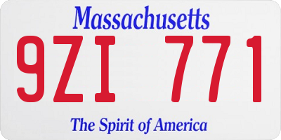 MA license plate 9ZI771