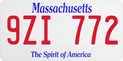 MA license plate 9ZI772