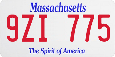 MA license plate 9ZI775