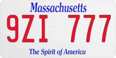 MA license plate 9ZI777
