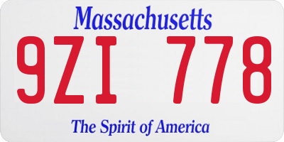 MA license plate 9ZI778