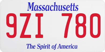 MA license plate 9ZI780