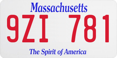 MA license plate 9ZI781