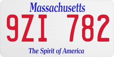 MA license plate 9ZI782