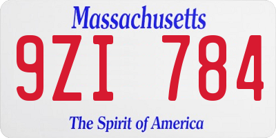 MA license plate 9ZI784