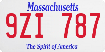 MA license plate 9ZI787