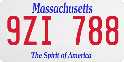 MA license plate 9ZI788