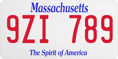 MA license plate 9ZI789