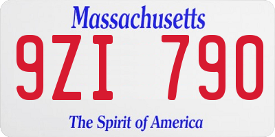 MA license plate 9ZI790