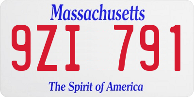 MA license plate 9ZI791