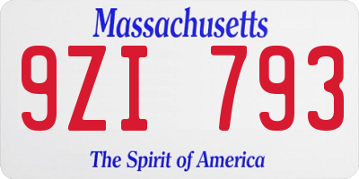 MA license plate 9ZI793