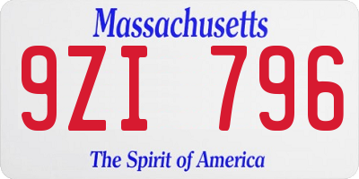 MA license plate 9ZI796