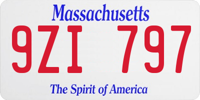 MA license plate 9ZI797