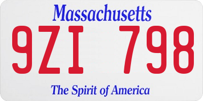 MA license plate 9ZI798