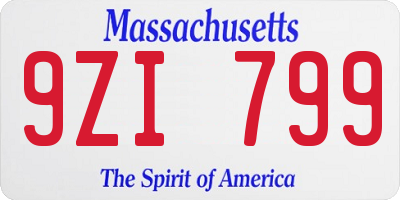 MA license plate 9ZI799