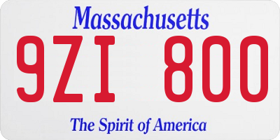 MA license plate 9ZI800