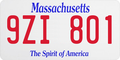 MA license plate 9ZI801