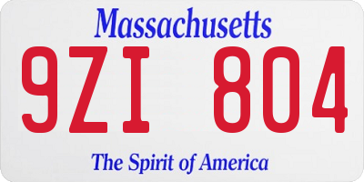 MA license plate 9ZI804
