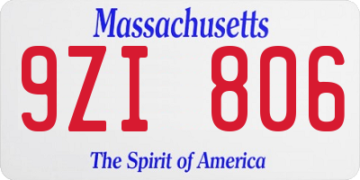 MA license plate 9ZI806