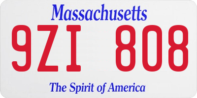 MA license plate 9ZI808