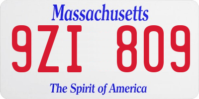 MA license plate 9ZI809