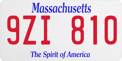 MA license plate 9ZI810