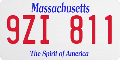 MA license plate 9ZI811