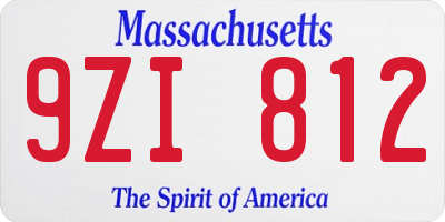 MA license plate 9ZI812