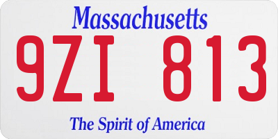 MA license plate 9ZI813