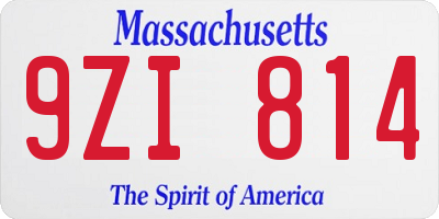 MA license plate 9ZI814