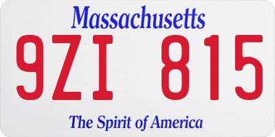 MA license plate 9ZI815