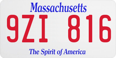 MA license plate 9ZI816