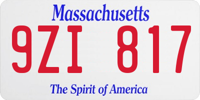MA license plate 9ZI817