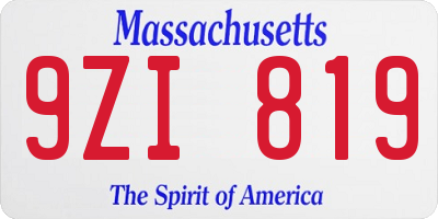 MA license plate 9ZI819