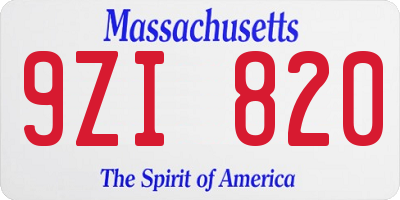 MA license plate 9ZI820