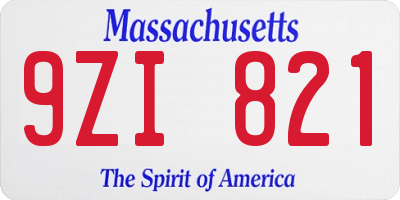 MA license plate 9ZI821