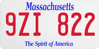 MA license plate 9ZI822