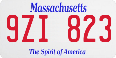 MA license plate 9ZI823